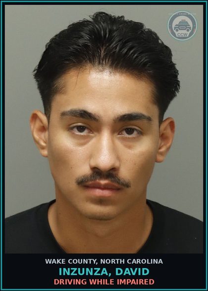 CCW arrest card for Inzunza, David in Wake County: DRIVING WHILE IMPAIRED