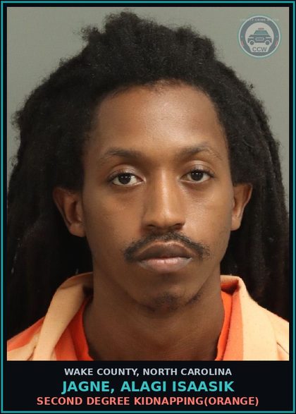 CCW arrest card for Jagne, Alagi Isaasik in Wake County: GO ARMED TO TERROR OF PEOPLE(ORANGE)