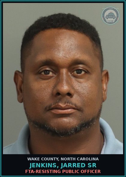 CCW arrest card for Jenkins, Jarred Sr in Wake County: FTA-RESISTING PUBLIC OFFICER