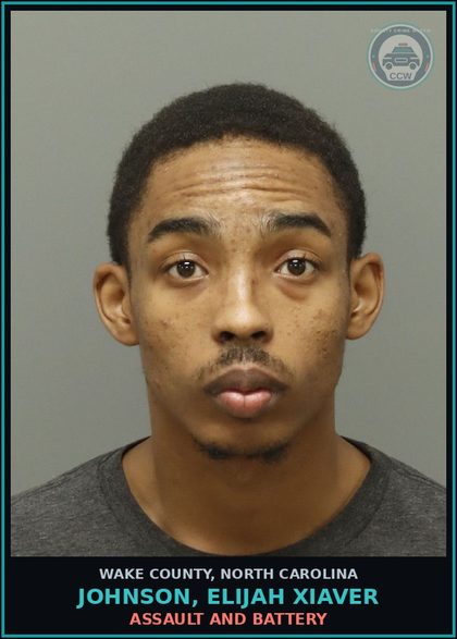 CCW arrest card for Johnson, Elijah Xiaver in Wake County: ASSAULT AND BATTERY