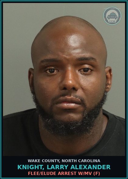 CCW arrest card for Knight, Larry Alexander in Wake County: DWLR IMPAIRED REV