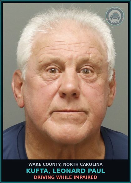 CCW arrest card for Kufta, Leonard Paul in Wake County: DRIVING WHILE IMPAIRED