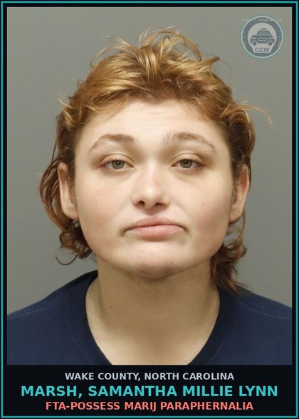 CCW arrest card for Marsh, Samantha Millie Lynn in Wake County: FTA-POSSESS MARIJ PARAPHERNALIA
