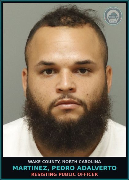 CCW arrest card for Martinez, Pedro Adalverto in Wake County, North Carolina: COMMUNICATING THREATS