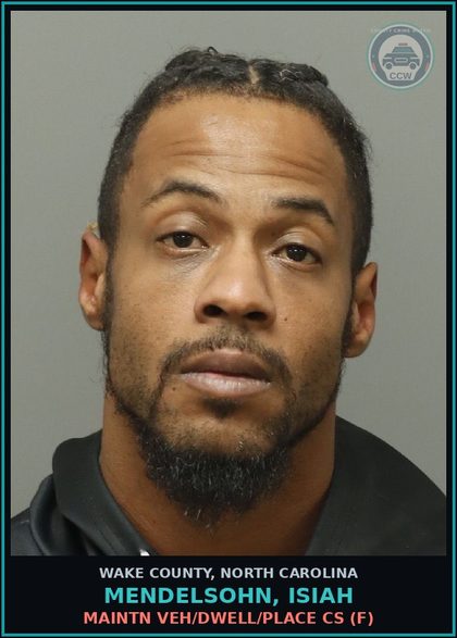 CCW arrest card for Mendelsohn, Isiah in Wake County: POSS CS PRISON/JAIL PREMISES