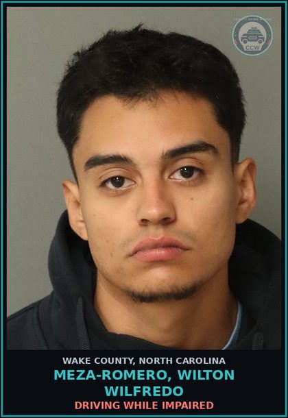 CCW arrest card for Meza-Romero, Wilton Wilfredo in Wake County: DRIVING WHILE IMPAIRED