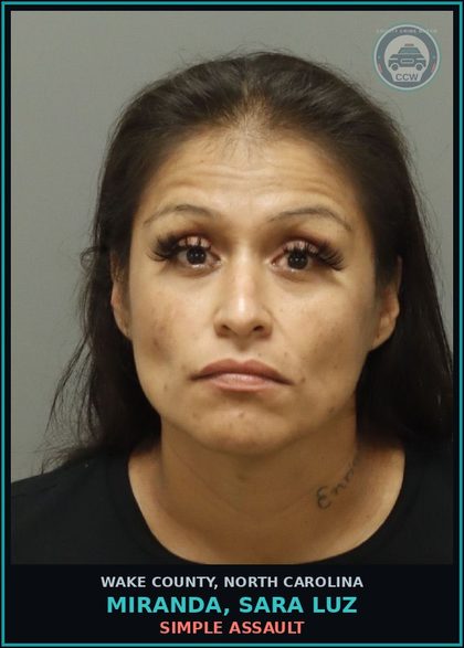 CCW arrest card for Miranda, Sara Luz in Wake County: MISD CRIME OF DOM VIOLENCE