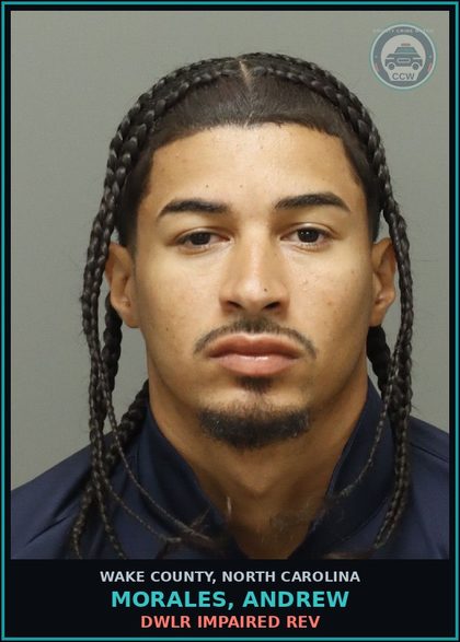 CCW arrest card for Morales, Andrew in Wake County: DWLR IMPAIRED REV