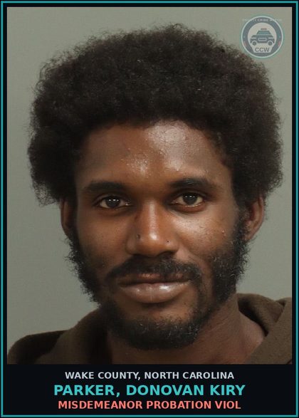 CCW arrest card for Parker, Donovan Kiry in Wake County: POSSESS DRUG PARAPHERNALIA