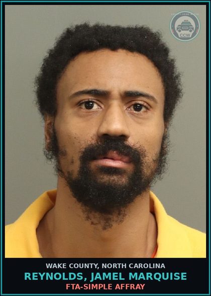 CCW arrest card for Reynolds, Jamel Marquise in Wake County: FTA-SIMPLE AFFRAY
