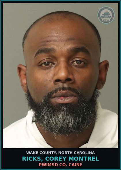 CCW arrest card for Ricks, Corey Montrel in Wake County: PWIMSD COCAINE