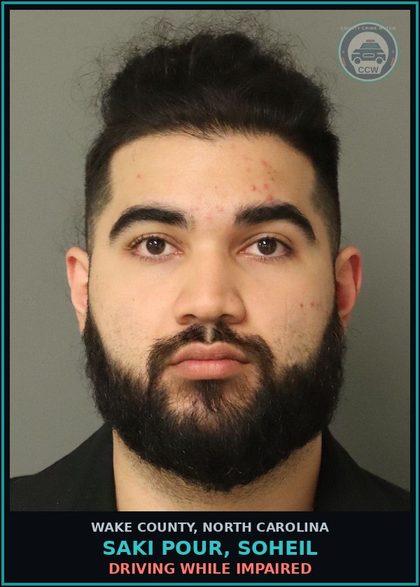 CCW arrest card for Saki Pour, Soheil in Wake County: DRIVING WHILE IMPAIRED