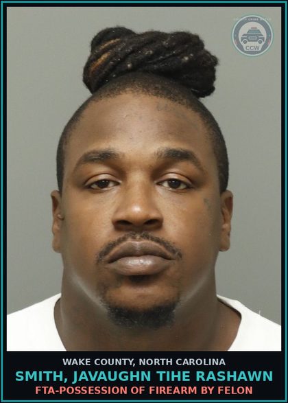 CCW arrest card for Smith, Javaughn Tihe Rashawn in Wake County: VOC-EM-NEW CHARGES