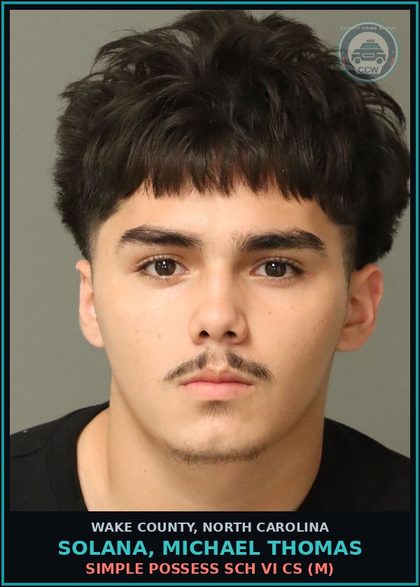 CCW arrest card for Solana, Michael Thomas in Wake County: CONSUME ALC BY <19