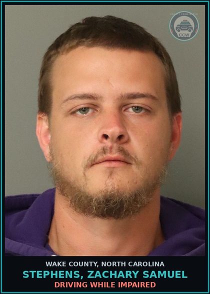 CCW arrest card for Stephens, Zachary Samuel in Wake County: DRIVING WHILE IMPAIRED