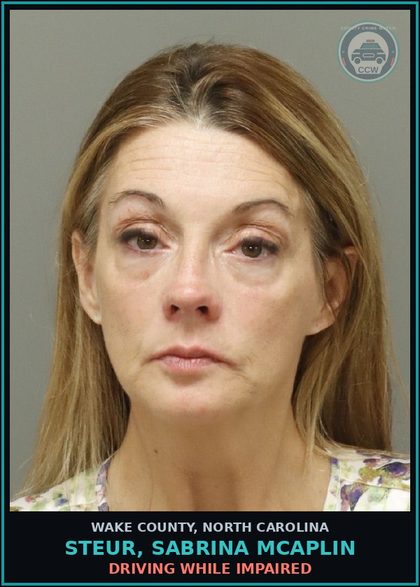 CCW arrest card for Steur, Sabrina Mcaplin in Wake County: DRIVING WHILE IMPAIRED