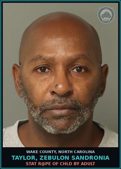 CCW arrest card for Taylor, Zebulon Sandronia in Wake County: STAT s3x OFF W/chld BY ADULT