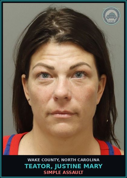 CCW arrest card for Teator, Justine Mary in Wake County: FELONY POSSESSION OF COCAINE