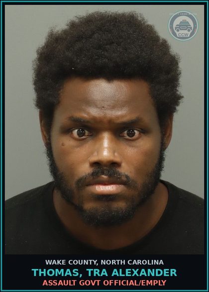 CCW arrest card for Thomas, Tra Alexander in Wake County: RESISTING PUBLIC OFFICER