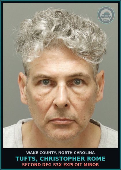 CCW arrest card for Tufts, Christopher Rome in Wake County: SECOND DEG s3x EXPLOIT MINOR