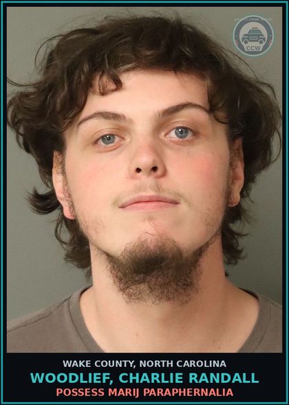 CCW arrest card for Woodlief, Charlie Randall in Wake County: POSSESS MARIJ PARAPHERNALIA