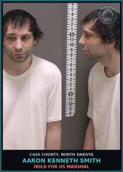 CCW arrest card for Aaron Kenneth Smith in Cass County: HOLD FOR US MARSHAL