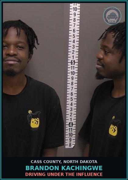 CCW arrest card for Brandon Kachingwe in Cass County: DRIVING UNDER THE INFLUENCE