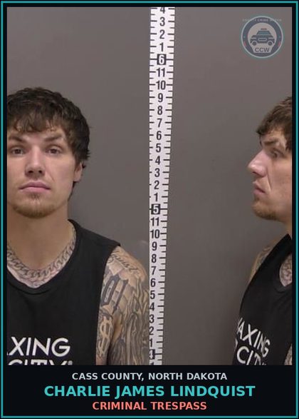 CCW arrest card for Charlie James Lindquist in Cass County: CRIMINAL TRESPASS