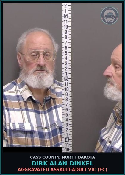 CCW arrest card for Dirk Alan Dinkel in Cass County: Aggravated assault-Adult victim (FC)