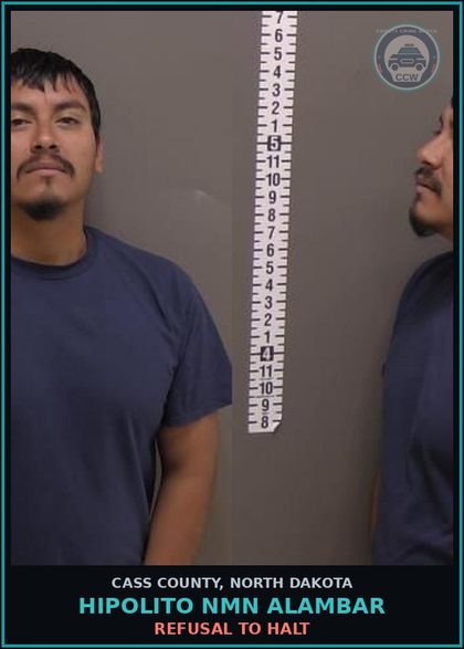 CCW arrest card for Hipolito Nmn Alambar in Cass County: Refusal to halt