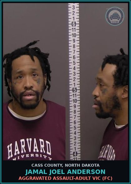 CCW arrest card for Jamal Joel Anderson in Cass County: Aggravated assault-Adult victim (FC)