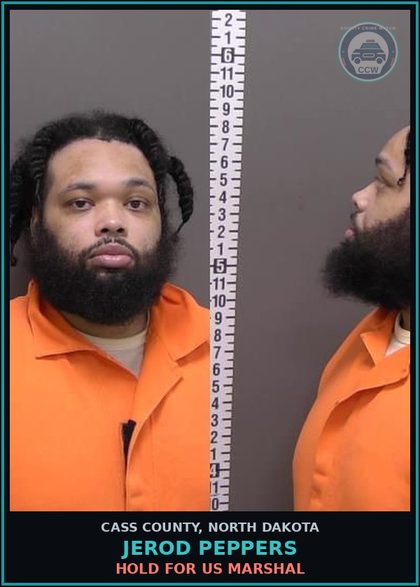 CCW arrest card for Jerod Peppers in Cass County: HOLD FOR US MARSHAL