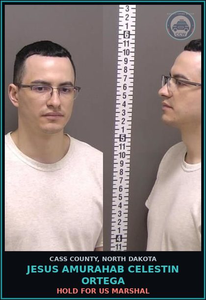 CCW arrest card for Jesus Amurahab Celestin Ortega in Cass County: HOLD FOR US MARSHAL