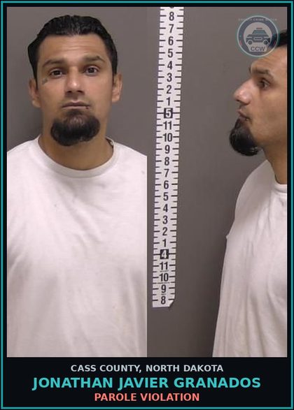 CCW arrest card for Jonathan Javier Granados in Cass County: PAROLE VIOLATION