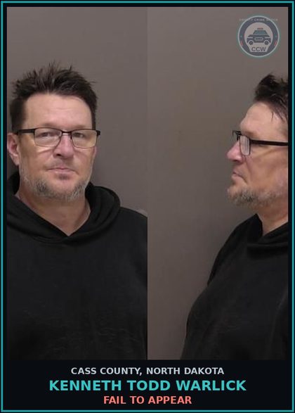 CCW arrest card for Kenneth Todd Warlick in Cass County: FAIL TO APPEAR