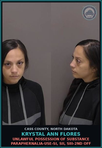 CCW arrest card for Krystal Ann Flores in Cass County: FAILURE TO PAY FINE