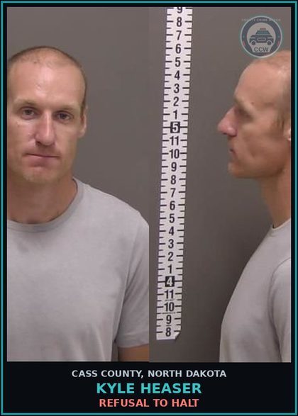 CCW arrest card for Kyle Heaser in Cass County: Refusal to halt