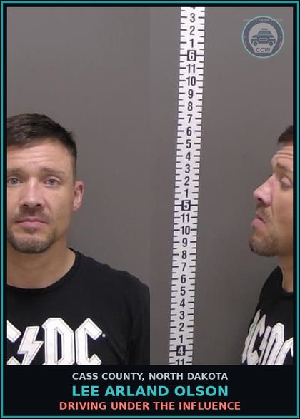CCW arrest card for Lee Arland Olson in Cass County: DRIVING UNDER THE INFLUENCE