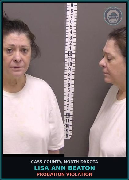 CCW arrest card for Lisa Ann Beaton in Cass County: PROBATION VIOLATION