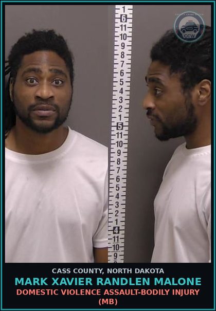CCW arrest card for Mark Xavier Randlen Malone in Cass County: Domestic violence assault-Bodily injury (MB)