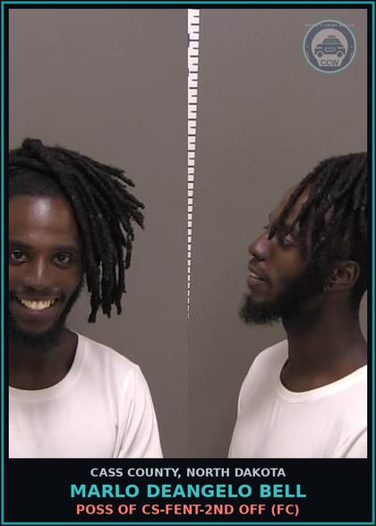 CCW arrest card for Marlo Deangelo Bell in Cass County: Unlawful possession of drug paraphernalia-Use-SI, SII, SIII-2nd off