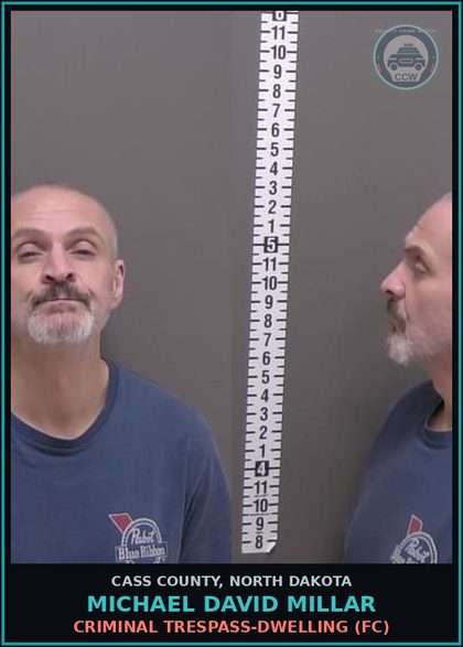 CCW arrest card for Michael David Millar in Cass County: DISORDERLY CONDUCT