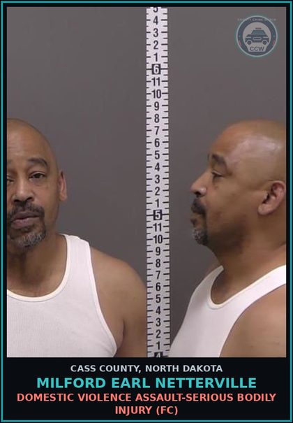 CCW arrest card for Milford Earl Netterville in Cass County: Domestic violence assault-Serious bodily injury (FC)