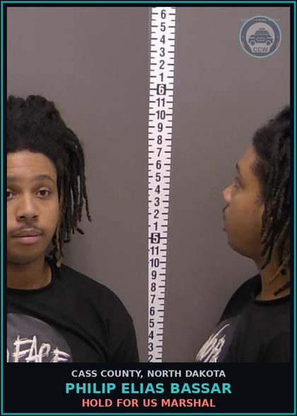 CCW arrest card for Philip Elias Bassar in Cass County: HOLD FOR US MARSHAL