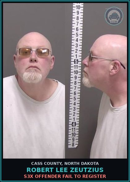 CCW arrest card for Robert Lee Zeutzius in Cass County: s3x OFFENDER FAIL TO REGISTER