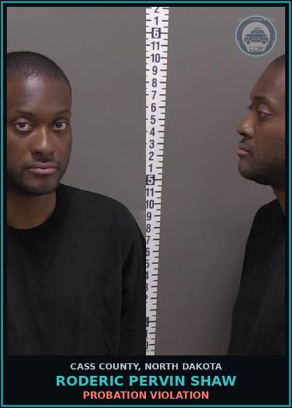 CCW arrest card for Roderic Pervin Shaw in Cass County: PROBATION VIOLATION