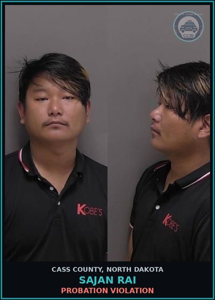 CCW arrest card for Sajan Rai in Cass County: PROBATION VIOLATION