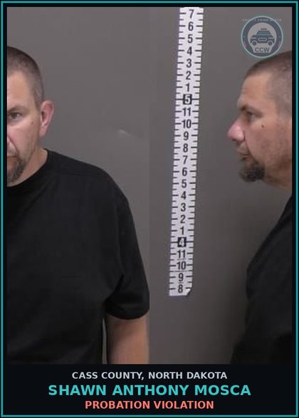 CCW arrest card for Shawn Anthony Mosca in Cass County: PROBATION VIOLATION