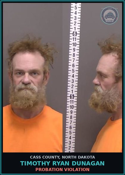 CCW arrest card for Timothy Ryan Dunagan in Cass County: PROBATION VIOLATION