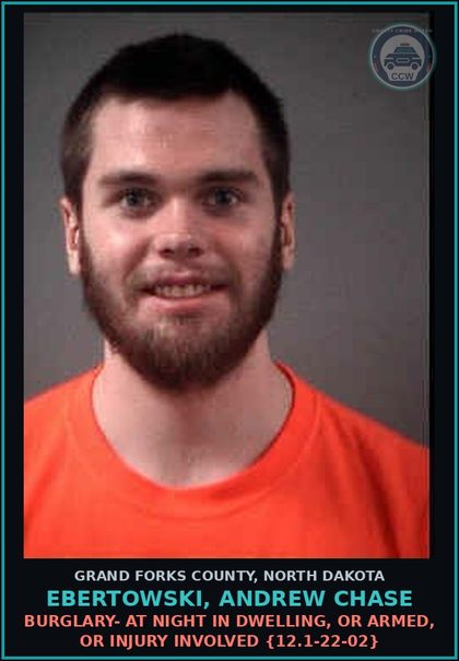 CCW arrest card for Ebertowski, Andrew Chase in Grand Forks County: Failure to Comply